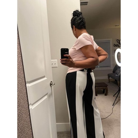 INC Black White Color Block Wide Leg Pants - XL New With Tag - Picture 4 of 10